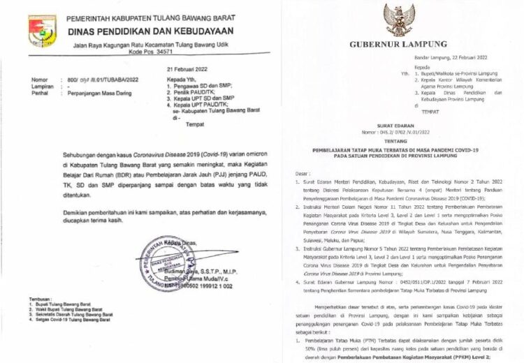 KBM Daring Kembali Diperpanjang, Disdikbud : Level 2 Boleh PTM