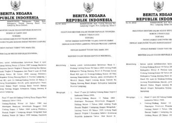 3 dari 5 Segmen Batas Kabupaten Tubaba Disahkan Mendagri