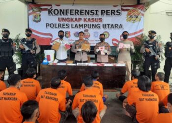 Polres Lampung Utara Amankan 25 Tersangka Narkoba