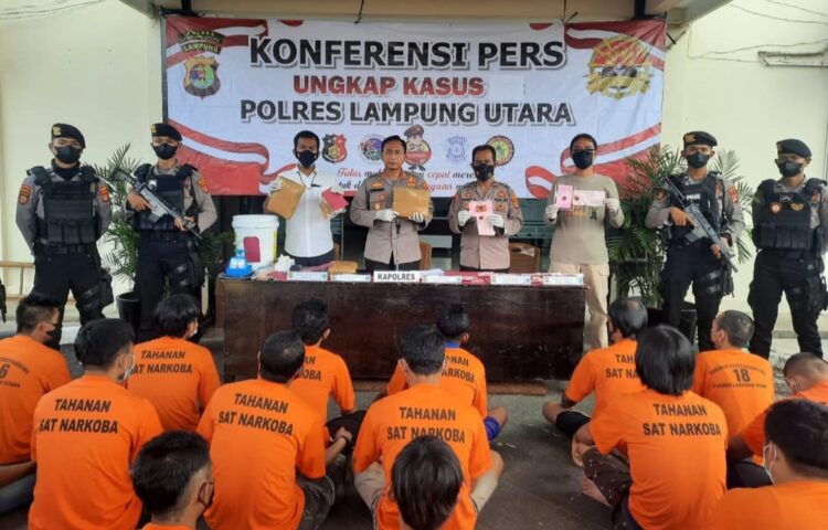 Polres Lampung Utara Amankan 25 Tersangka Narkoba