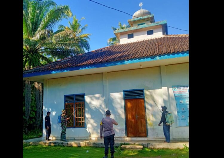 Cegah Covid 19, Pemdes Kota Negara Ilir II, Melakukan Penyemprotan Disinfektan