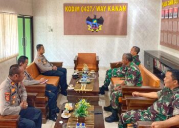 Dandim Way kanan Terima Kunjungan Kapolres Way kanan