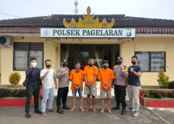 Polsek Pagelaran Polres Pringsewu Berhasil Meringkus Tiga Orang Sindikat Pencuri Baterai dan Kabel