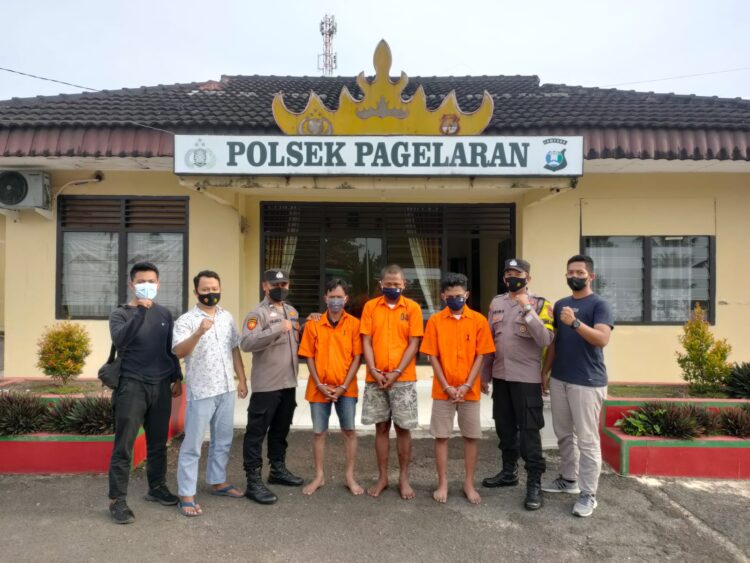 Polsek Pagelaran Polres Pringsewu Berhasil Meringkus Tiga Orang Sindikat Pencuri Baterai dan Kabel