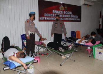 Menjelang HUT Bhatangkara ke-76 Polres Pringsewu Menggelar Aksi Donor Darah