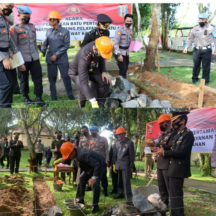 Kapolres Way Kanan Letakkan Batu Pertama Pembangunan Gedung Pelayanan Terpadu Satu Atap