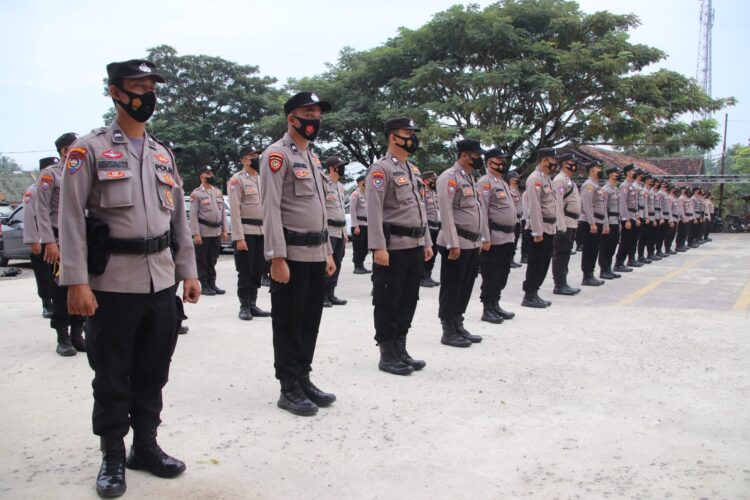 Polres Pringsewu Menggelar Apel BKO Pengamanan Pememilihan Kepala Pekon