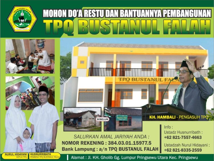 Lebih 30 Tahun Belum Pernah Direnovasi, TPQ Bustanul Falah Butuh Uluran Tangan
