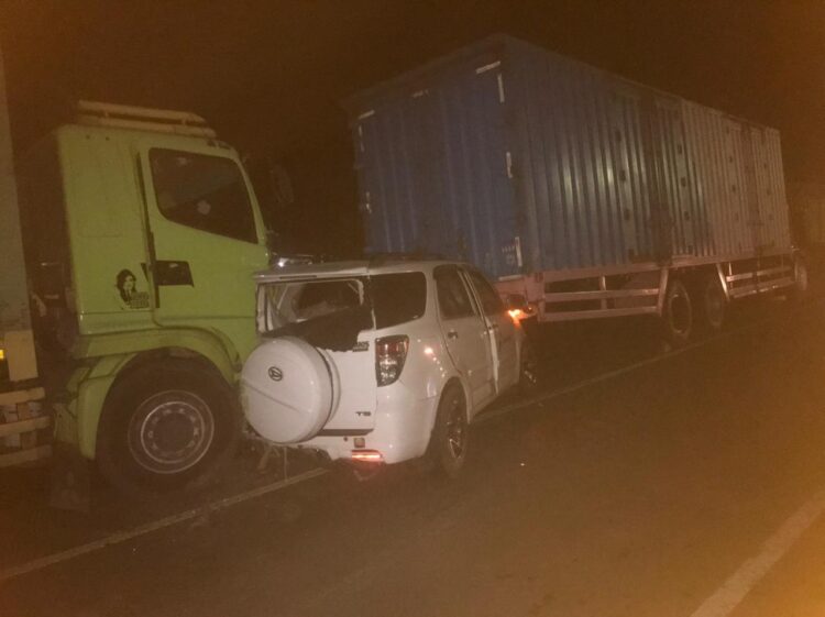 Laka Lantas Beruntun di Jalinsum Way Kanan, Polisi Datangi TKP Amankan Empat Ranmor
