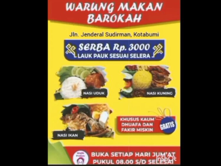 Warung Makan Barokah Serba Rp 3000 Hadir Di Lampura, Gratis Untuk Fakir Miskin Dan Kaum Duafa