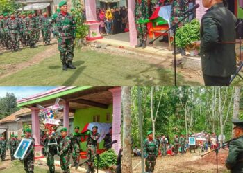 Personel Kodim Way Kanan Hadiri Upacara Pemakaman Militer Kopka (Purn) Insan
