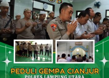 Peduli Gempa Cianjur, Polres Lampura Gelar Sholat Ghaib dan Doa Bersama
