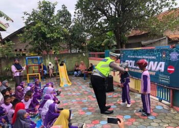 Lewat Polsana, Satlantas Polres Pringsewu Tanamkan Wawasan Tertib Lalulintas Anak Usia Dini