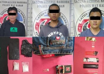 Satresnarkoba Polres Way Kanan Berhasil Bekuk 3 Pengedar dan Pengguna Sabu
