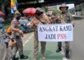 Perwakilan Pol-PP Lampura Ikut Aksi Tuntut Jadi PNS Di Jakarta
