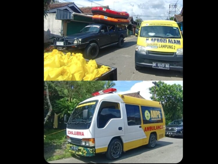 Antisipasi Kondisi Banjir Di Lampura, Aprozi Alam Siapkan Ambulan Dan Perahu Karet Yang Stand by 24 Jam.