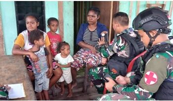 Satgas Pamtas Kewilayahan Yonif Raider 200/BN Berikan Layanan Pengobatan Bagi Masyarakat di Papua