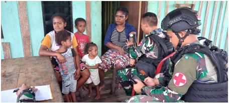 Satgas Pamtas Kewilayahan Yonif Raider 200/BN Berikan Layanan Pengobatan Bagi Masyarakat di Papua
