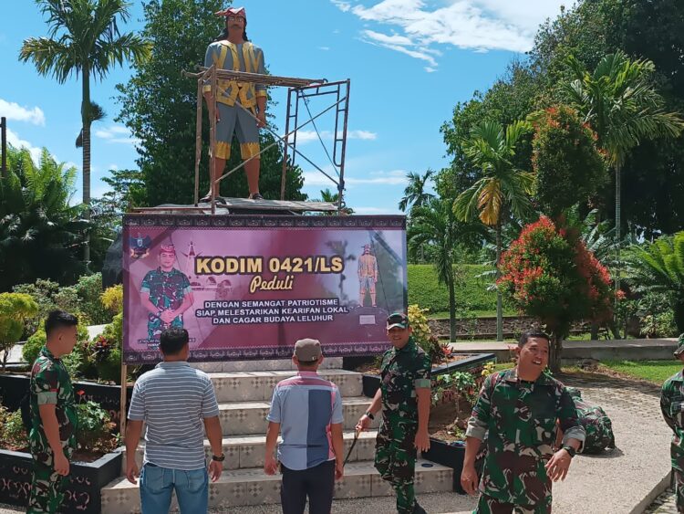 Hargai Jasa Pahlawan, Dandim 0421/Ls meninjau langsung proses renovasi Patung Raden Inten II