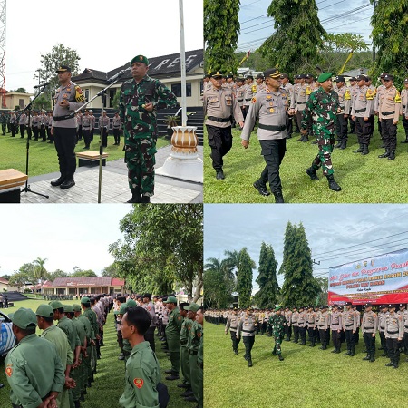 Polres Way Kanan dan Kodim 0427/WK Gelar Apel dan Serpas Operasi Mantap Praja Ramik Ragom 2023