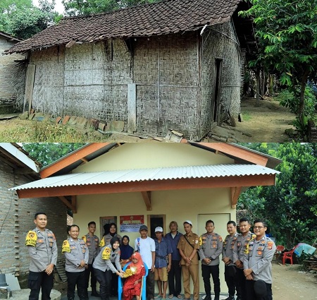 Polres Tubaba Bedah Rumah Nenek Jumi dan Berikan Sejumlah Bantuan