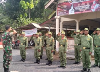 Wujudkan Linmas yang Tangguh, Babinsa Kodim 0421/Ls Latih Linmas PBB Dan Wawasan Kebangsaan