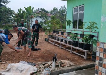Tersedia lahan kosong disekitar Koramil,  Anggota Koramil 421-09/TJB menanami sayuran.