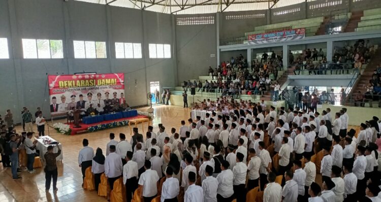 Menjelang Pilkades Serentak, 266 Calon Kades Di Lampura ikuti Deklarasi Damai.