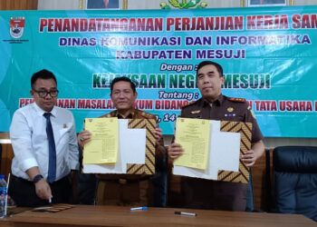 Diskominfo Mesuji Jalin Kerjasama Bidang Datun dengan Kejari Mesuji