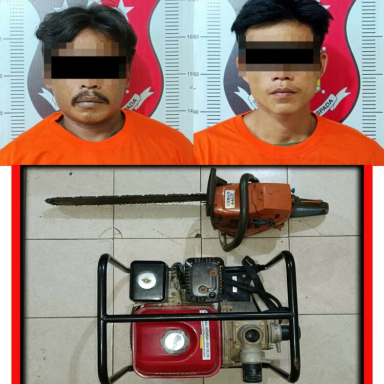 Polsek Blambangan Umpu Ringkus Diduga 2 Pelaku Curi Mesin Pompa Air dan Gergaji