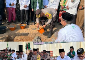 Kapolres Way Kanan Hadiri pengajian dan Peletakan Batu Pertama Gedung NU di Negeri Baru