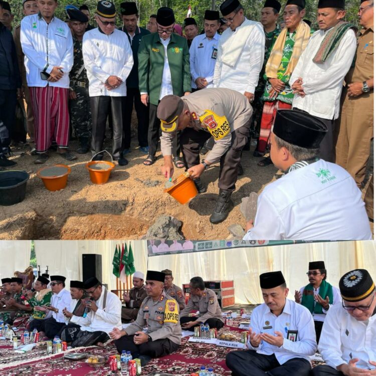 Kapolres Way Kanan Hadiri pengajian dan Peletakan Batu Pertama Gedung NU di Negeri Baru