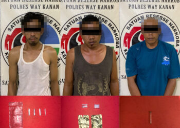 Dalam Waktu 7 Jam, 3 Diduga Pelaku Tindak Pidana Narkoba Diringkus Satresnarkoba Polres Way Kanan
