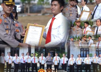 Kapolres Lampura Beri Penghargaan 32 Anggota Berprestasi