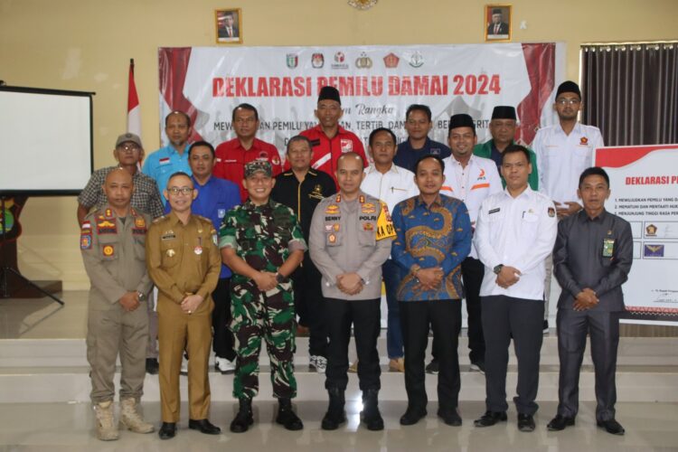 Deklarasi pemilu Damai, Kapolres Pringsewu Ajak Seluruh Elemen Masyarakat Jaga Kondusifitas keamanan Selama Pemilu
