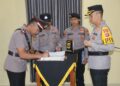 Kapolres Pringsewu Pimpin Upacara Serah Terima Jabatan Kabag Ops dan Kapolsek Sukoharjo