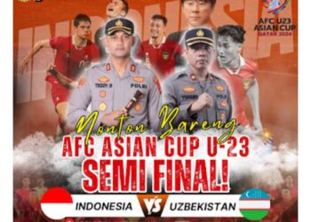 Polres Lampura Gelar Nobar Semifinal Piala Asia U23 Indonesia vs Uzbekistan