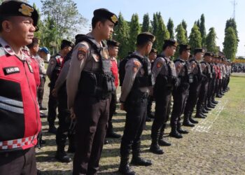 Ratusan Polisi Di Lampura Siaga Jelang Pelantikan Presiden RI