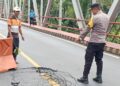 Jembatan Lintas Tengah Rusak, Polres Lampura Himbau Pengguna Jalan Hati Hati 