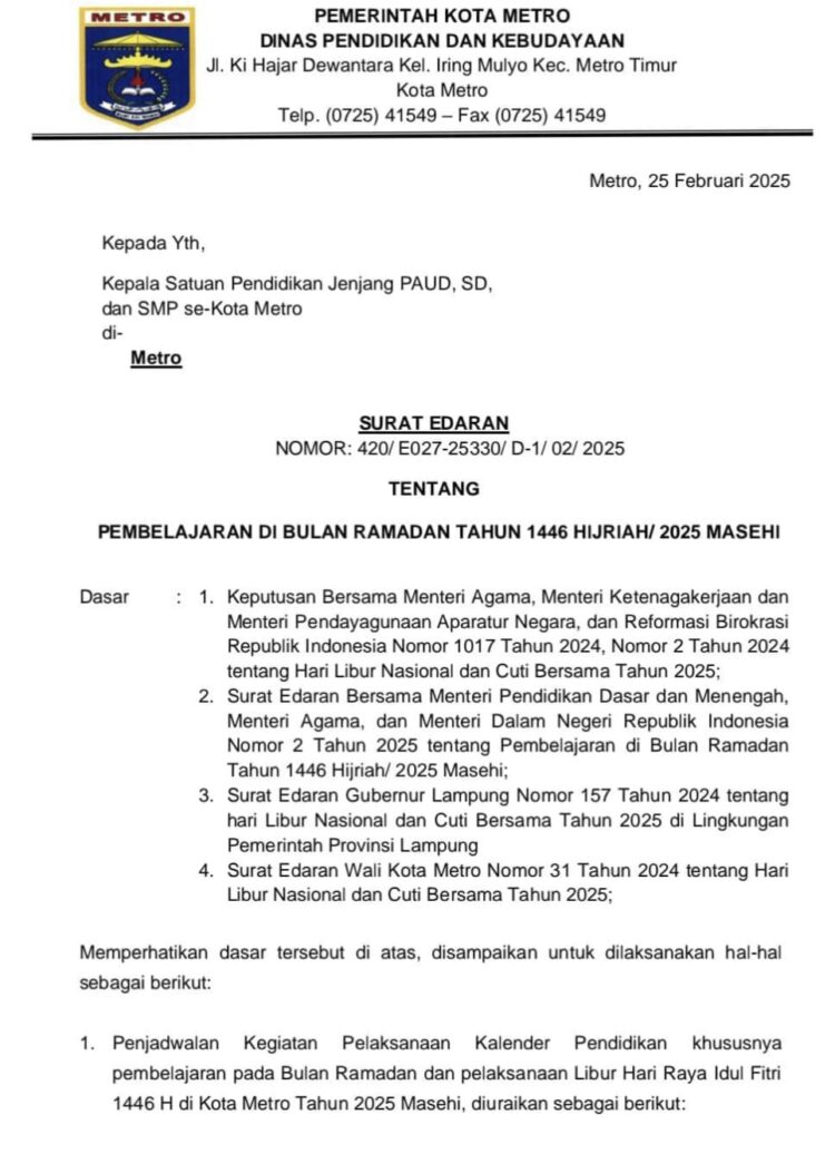 Bulan Ramadan, Berikut Ketentuan Belajar Siswa di Sekolah!