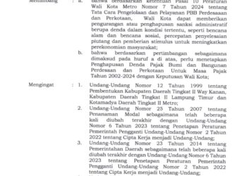 Nunggak PBB-P2 Tahun 2002 hingga 2024, Warga Metro Bebas Bayar Tanpa Denda