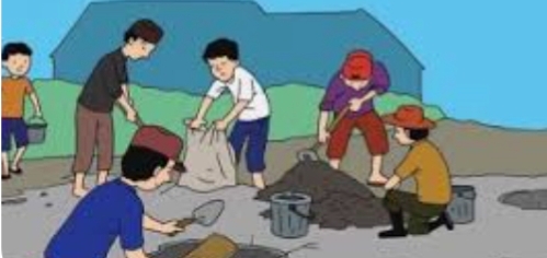 Kades Kemana..? Warga 3 RT Di Desa Subik Sumbangan Bangun Jalan Rusak.