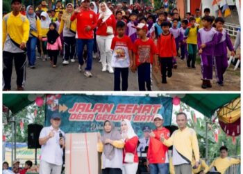 Meriah…Jalan Sehat HUT Ke-80 RI, Di Desa Gedung Batin Banjir Doorprize