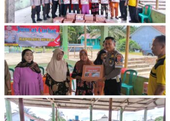 Polres Mesuji Gelar Jumat Curhat di Desa Talang Batu, dan Bagikan 30 Paket Sembako
