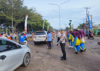 Polres Mesuji Lakukan Pengamanan Ribuan Peserta Jalan Sehat HUT Mesuji