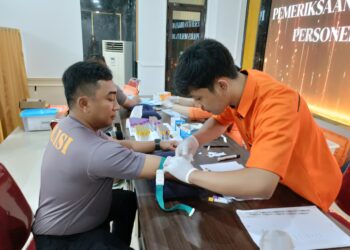 Jaga Kondisi Fisik, Personel Polres Mesuji Lakukan Pengecekan Kesehatan Berkala
