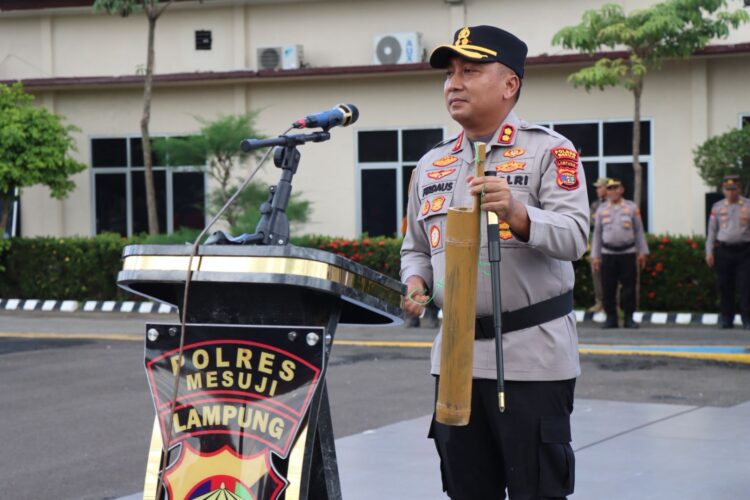 Polres Mesuji Laksanakan Apel Sabuk dan Kentongan Kamtibmas di Wilayah Hukumnya