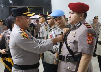 AKBP Muhammad Firdaus Pimpin Langsung Upacara Sertijab Pejabat Utama Polres Mesuji
