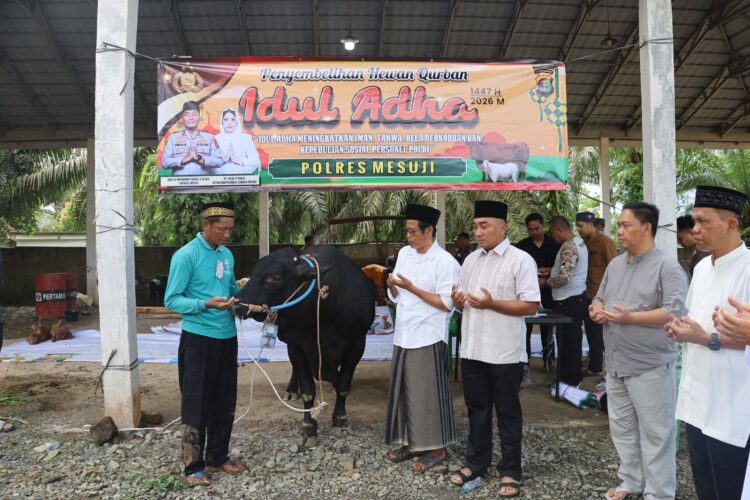 Polres Mesuji Sembelih Hewan Kurban 6 Ekor Sapi dan 13 Ekor Kambing