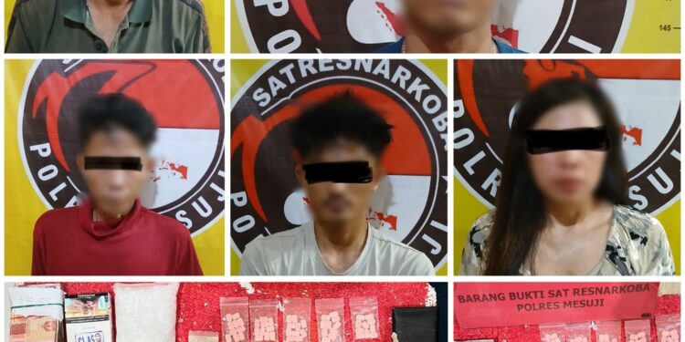 Miliki Sabu 293 Gram dan 100 Butir Pil Extacy Lima Orang Asal Riau Diringkus Sat Res Narkoba Polres Mesuji